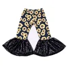 Wholesale sunflower black sequins sparkly comfortable low-key luxury baby girl flared pants cheap price