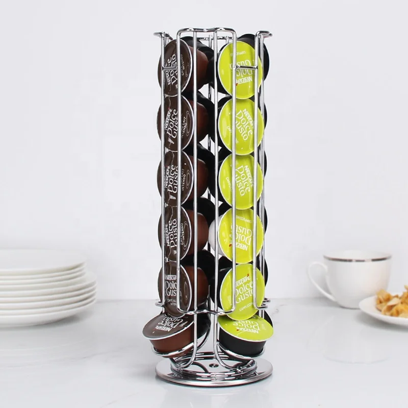 360 Degree Rotating Chrome Metal Wire Capsules Storage Organizer Round Metal Coffee Pod Holder
360 Degree Rotating Chrome Metal Wire Capsules Storage Organizer Round Metal Coffee Pod Holder