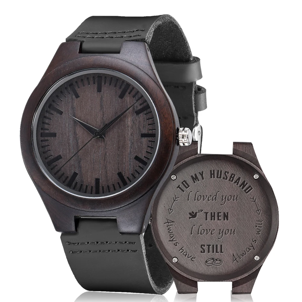 2020 I Am Proud To Be Your Wife Men Watch Luxury Watches Birthday Holiday Anniversary Gifts To My Husband Engraved Wooden Watch