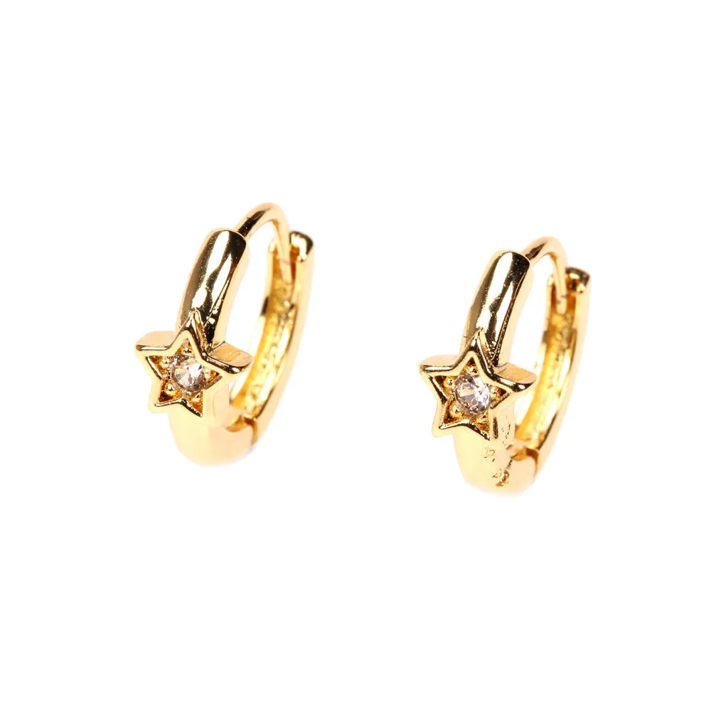 Vintage Cubic Zirconia Five Pointed Star Round Circle Earring Simple Fashion Gold Plated CZ Zircon Star Hoop Earrings For Gift
Vintage Cubic Zirconia Five Pointed Star Round Circle Earring Simple Fashion Gold Plated CZ Zircon Star Hoop Earrings For Gift
