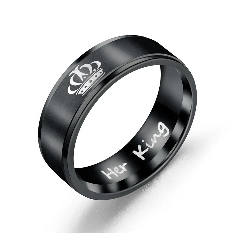 

Romantic couple ring jewelry simple stainless steel couple crown ring