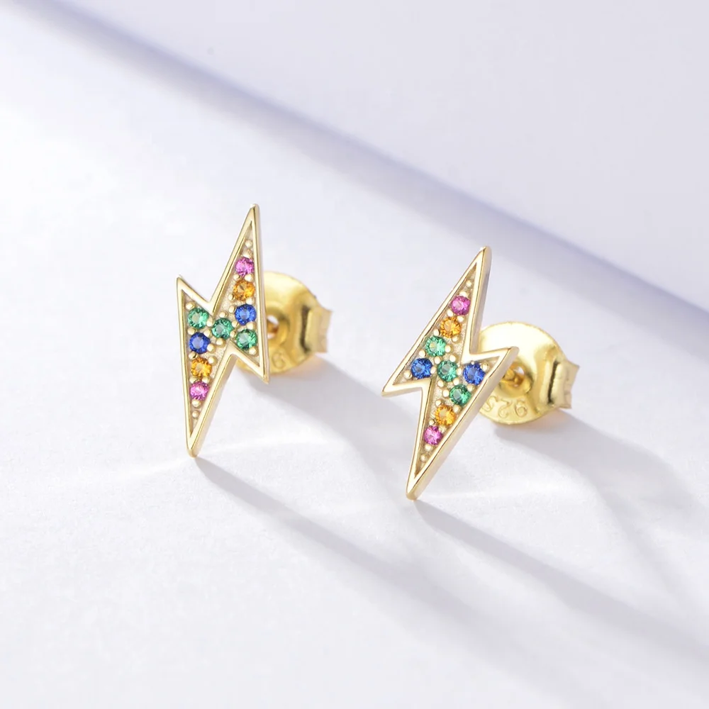 Colorful cubic zirconia 925 sterling silver latest minimal simple lightning earrings
Colorful cubic zirconia 925 sterling silver latest minimal simple lightning earrings