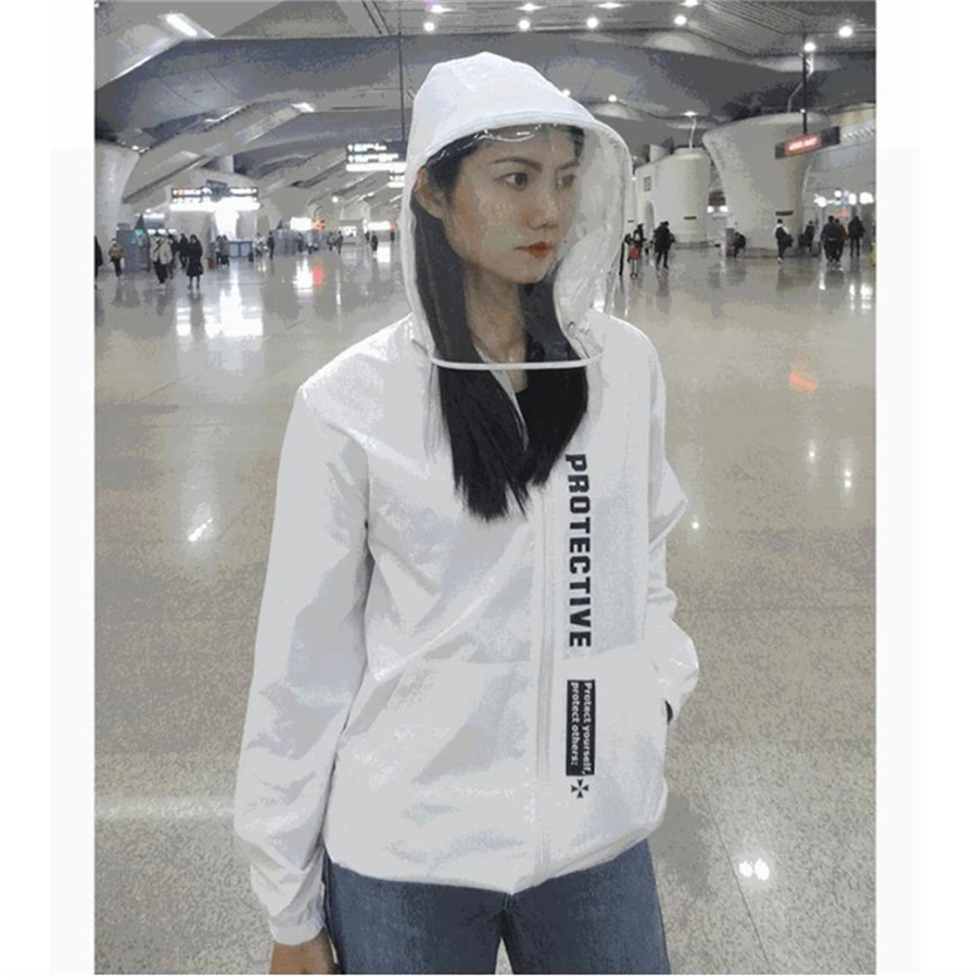 Civil travel clothing face shield breathable dust-proof and anti-dropping rainproof jacket, Blue/yellow/white/black
Civil travel clothing face shield breathable dust-proof and anti-dropping rainproof jacket, Blue/yellow/white/black