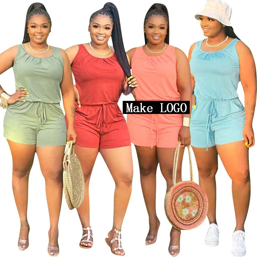 2021 S-5XL Plus size simple short one piece jumpsuit women sleeveless solid work out mujer summer jumpsuits
2021 S-5XL Plus size simple short one piece jumpsuit women sleeveless solid work out mujer summer jumpsuits