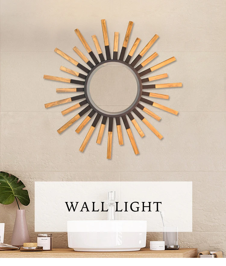 Hot sale metal interior decoration mirror led home bathroom glass wall light