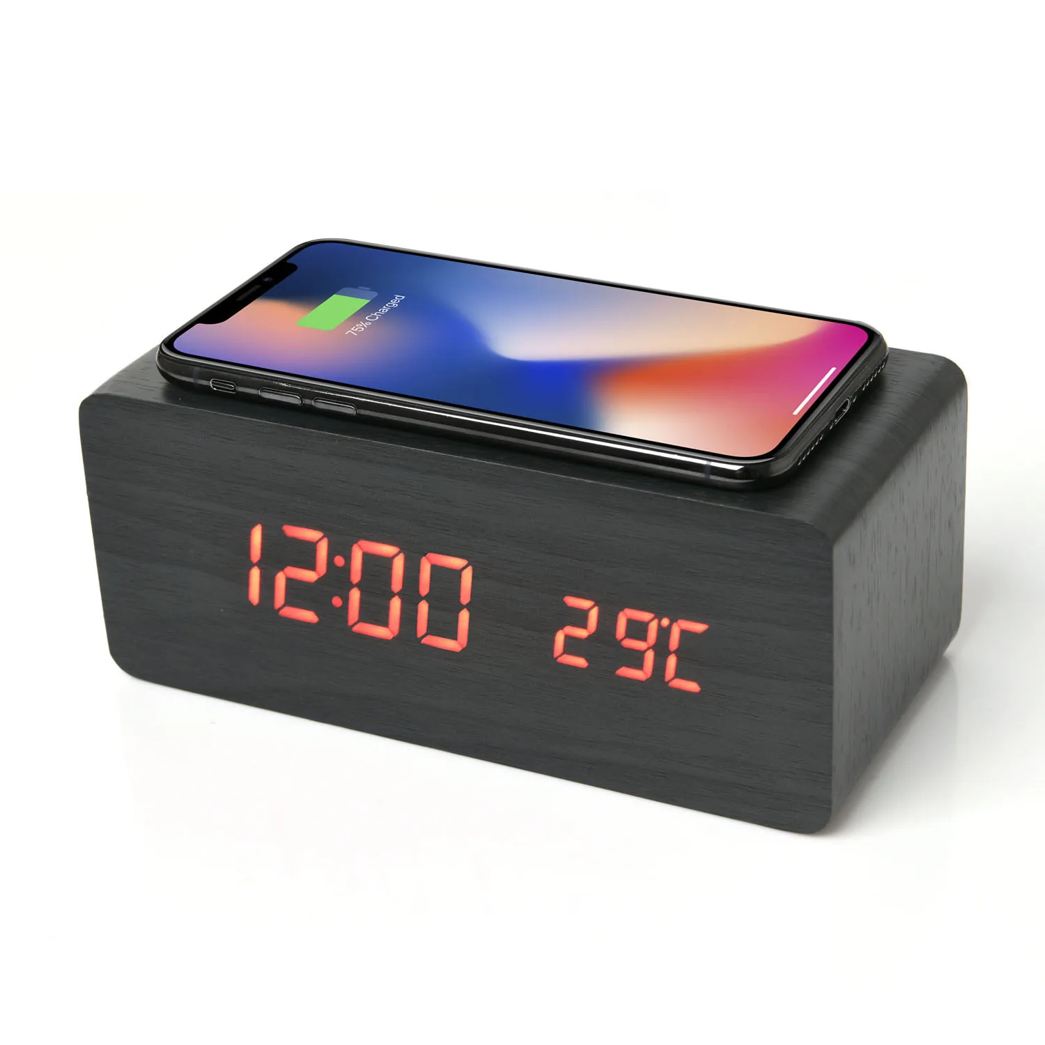Wooden Qi 10W Fast Wireless Charger With Digital Led Clock Wooden Qi Wireless Charger Alarm Clock T, White/black/brown/wood
Wooden Qi 10W Fast Wireless Charger With Digital Led Clock Wooden Qi Wireless Charger Alarm Clock T, White/black/brown/wood