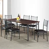 Simple Modern Metal Wooden Dining Room Table And 6 Chairs Set