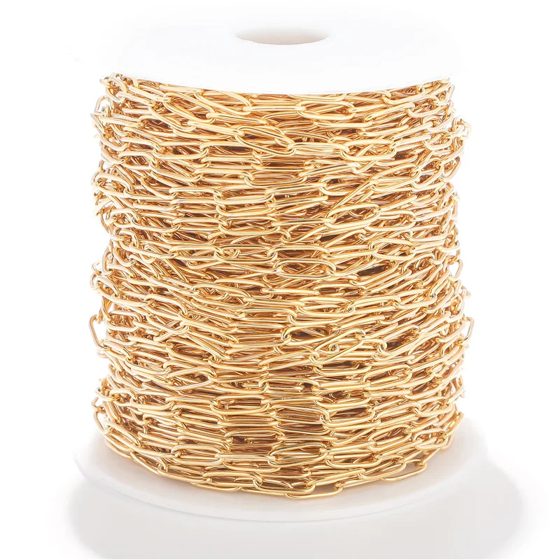 Spool Roll By Meter 18K Gold Plated Paper Clip Rope Chain Bulk Roll For Jewelry Making Bracelet Necklace
Spool Roll By Meter 18K Gold Plated Paper Clip Rope Chain Bulk Roll For Jewelry Making Bracelet Necklace
