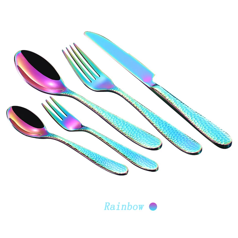 Reusable upscale hotel western flatware spoon fork water cube series gold-plated stainless steel fork and spoon cutlery set, Five colors available
Reusable upscale hotel western flatware spoon fork water cube series gold-plated stainless steel fork and spoon cutlery set, Five colors available