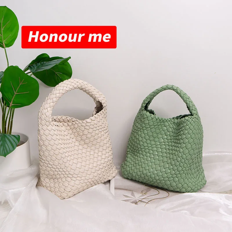 Fashion Hand Make candy Shoulder Bag Soft PU Beach Weave Tote Bag Leather Woven Crossbody Bag
Fashion Hand Make candy Shoulder Bag Soft PU Beach Weave Tote Bag Leather Woven Crossbody Bag
