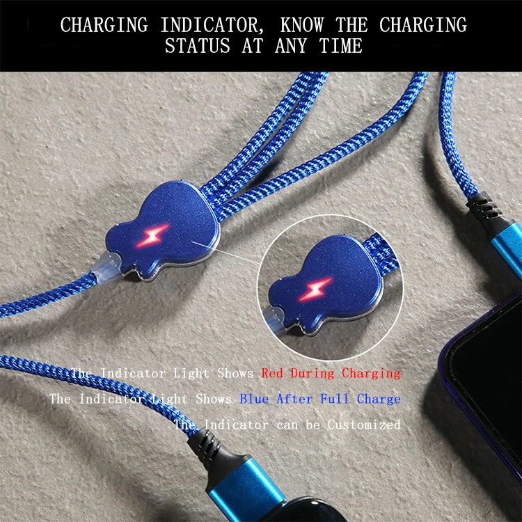 New Product Guitar Indicator Custom Led Light Tip Multi Usb Charging 3 In 1 USB Cable - ANKUX.COM