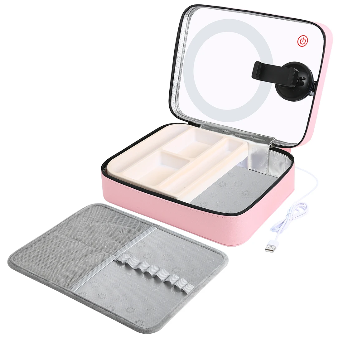 Dropshipping Travel Makeup Mirror Storage Box Cosmetic case LED lighted usb charge with phone holder
Dropshipping Travel Makeup Mirror Storage Box Cosmetic case LED lighted usb charge with phone holder
