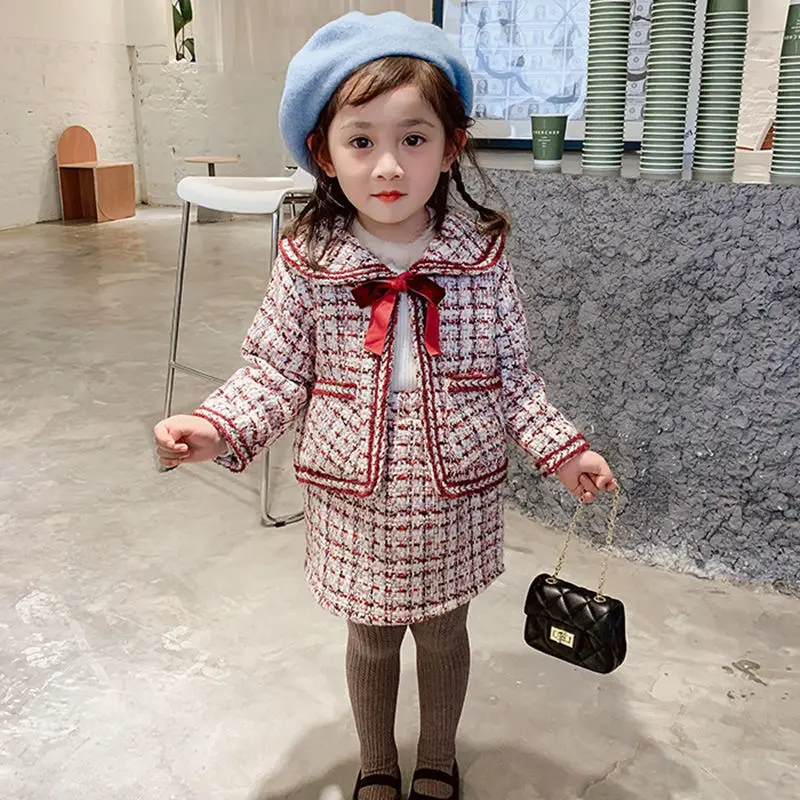 2021 autumn and winter leisure British style girls small fragrance plaid top and skirt two-piece suit, Picture color
2021 autumn and winter leisure British style girls small fragrance plaid top and skirt two-piece suit, Picture color