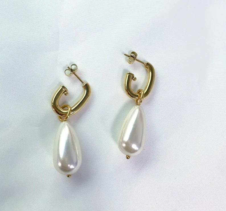 Fashion Trendy Pearl Jewelry Waterproof Stainless Steel Earrings Women's Oval Stud Big Pearl Hoop Earrings
Fashion Trendy Pearl Jewelry Waterproof Stainless Steel Earrings Women's Oval Stud Big Pearl Hoop Earrings