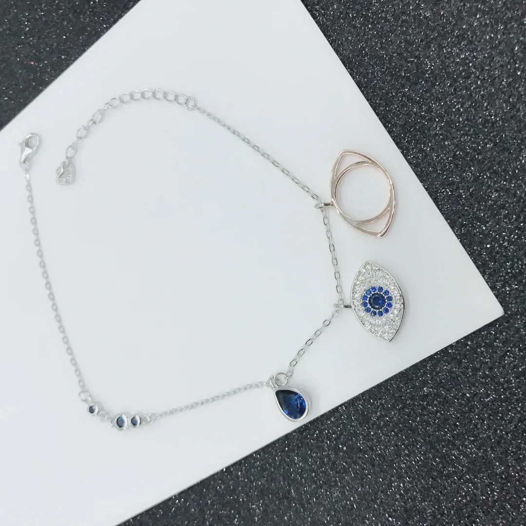 Devil's Eye Flexible Chain Anklet 925 Sterling Silver Rose Gold Plated Blue Eyes Cubic Zirconite Pendant Anklet, White/rose gold
Devil's Eye Flexible Chain Anklet 925 Sterling Silver Rose Gold Plated Blue Eyes Cubic Zirconite Pendant Anklet, White/rose gold