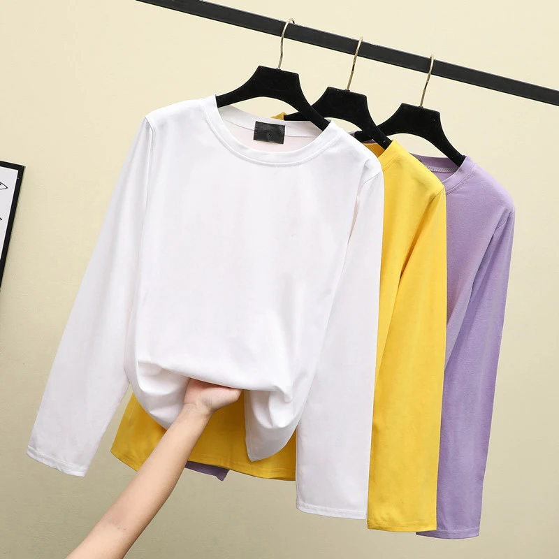 Round neck solid color long sleeve T-shirt women's 2020 autumn women's Korean version of blank bottoming top wholesale
Round neck solid color long sleeve T-shirt women's 2020 autumn women's Korean version of blank bottoming top wholesale