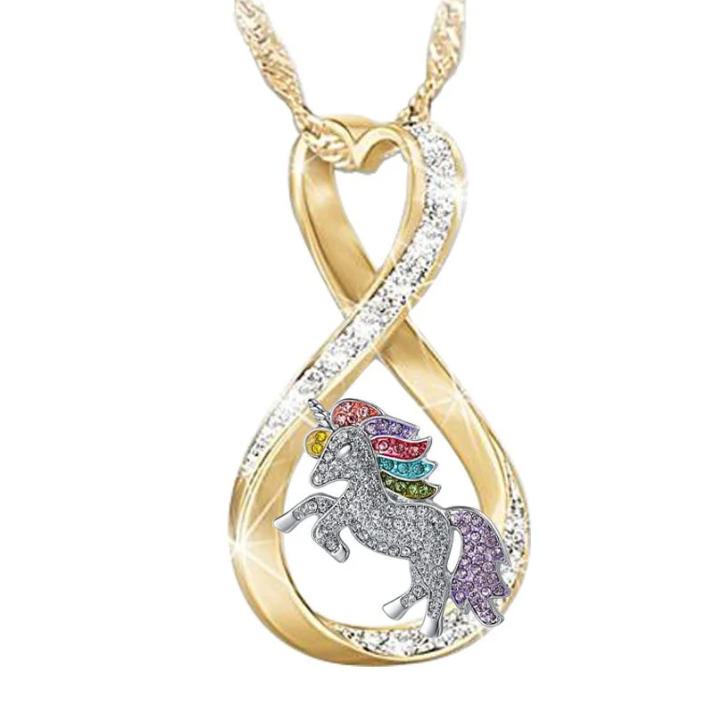 Explosive European and American Eight Shaped Cross Color Unicorn Pendant Animal Necklace
Explosive European and American Eight Shaped Cross Color Unicorn Pendant Animal Necklace