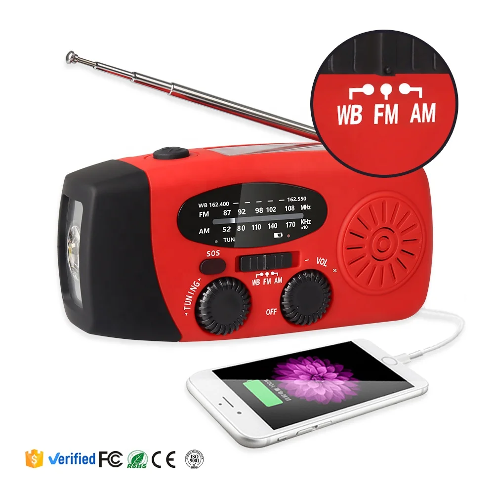 Portable 2000mAh Power Bank Solar Crank AM/FM/NOAA Emergency 3 in 1 portable radio flashlight solar Radio with Reading Lamp
Portable 2000mAh Power Bank Solar Crank AM/FM/NOAA Emergency 3 in 1 portable radio flashlight solar Radio with Reading Lamp