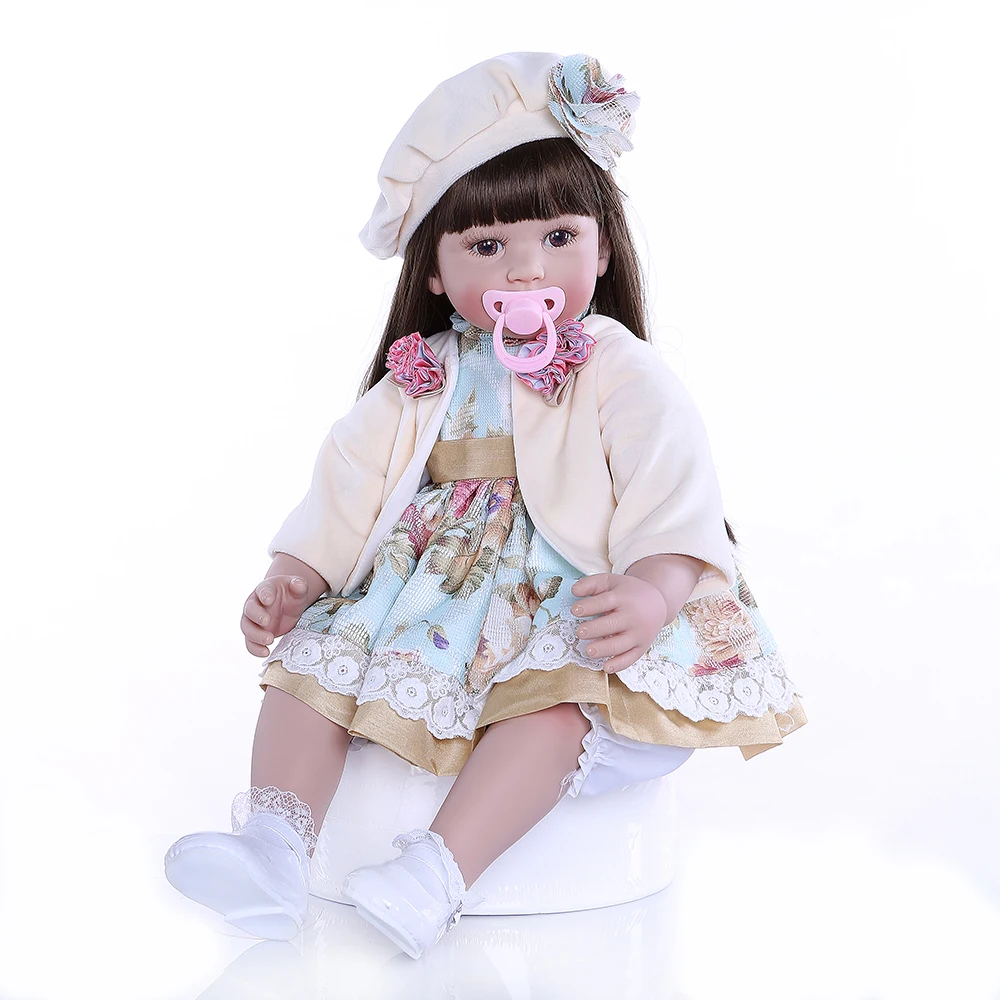 High quality flexible silicone vinyl reborn toddler baby girl doll toy with long brown hair princess babies kids birthday gift
High quality flexible silicone vinyl reborn toddler baby girl doll toy with long brown hair princess babies kids birthday gift