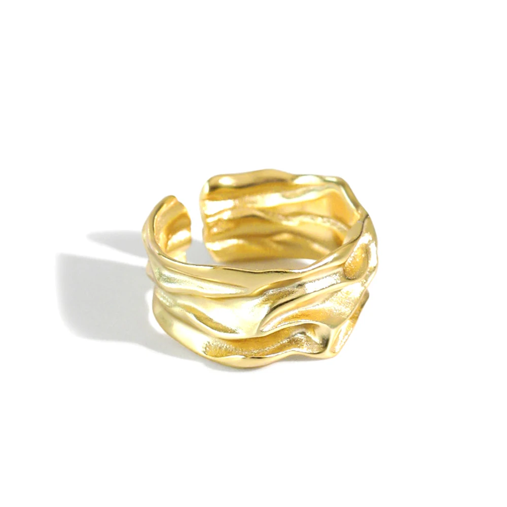 Women 18k Gold Plated 925 Sterling Silver Chunky Rings Irregular Pleated Texture Open Adjustable Ring Jewelry Ready To Ship
Women 18k Gold Plated 925 Sterling Silver Chunky Rings Irregular Pleated Texture Open Adjustable Ring Jewelry Ready To Ship