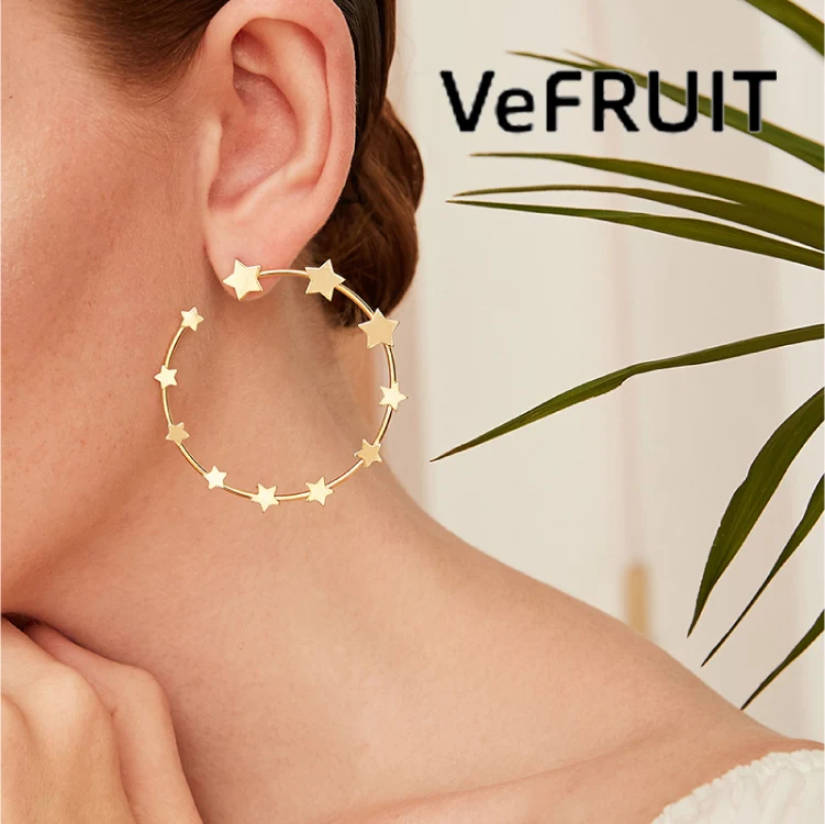 VeFruit18k Gold Plated Earring star big hoop earrings jewelry 925 Silver earings for women 2021 fashion trendy minimalist
VeFruit18k Gold Plated Earring star big hoop earrings jewelry 925 Silver earings for women 2021 fashion trendy minimalist