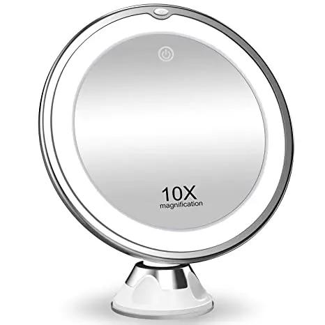 KOOLORBS 10X Magnifying Makeup Mirror with Lights 3 Color Lighting Intelligent Switch 360 Degree Rotation Powerful Suction, Silver
KOOLORBS 10X Magnifying Makeup Mirror with Lights 3 Color Lighting Intelligent Switch 360 Degree Rotation Powerful Suction, Silver