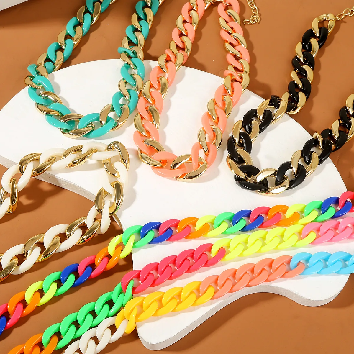 Hip Hop Exaggerated Chunky Rainbow Colorful Resin Acrylic Link Chain Womens Cuban Sweater Necklace Jewelry
Hip Hop Exaggerated Chunky Rainbow Colorful Resin Acrylic Link Chain Womens Cuban Sweater Necklace Jewelry