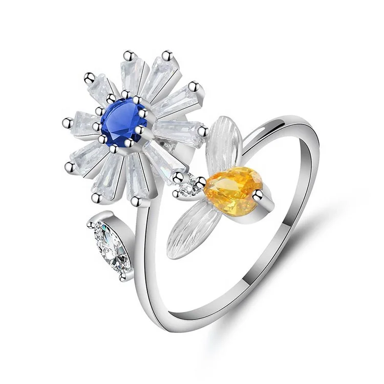 Wholesale Fashion Cute Daisy Opening Adjustable Silver Ring Diamond Zircon Rings for Women and Girls
Wholesale Fashion Cute Daisy Opening Adjustable Silver Ring Diamond Zircon Rings for Women and Girls