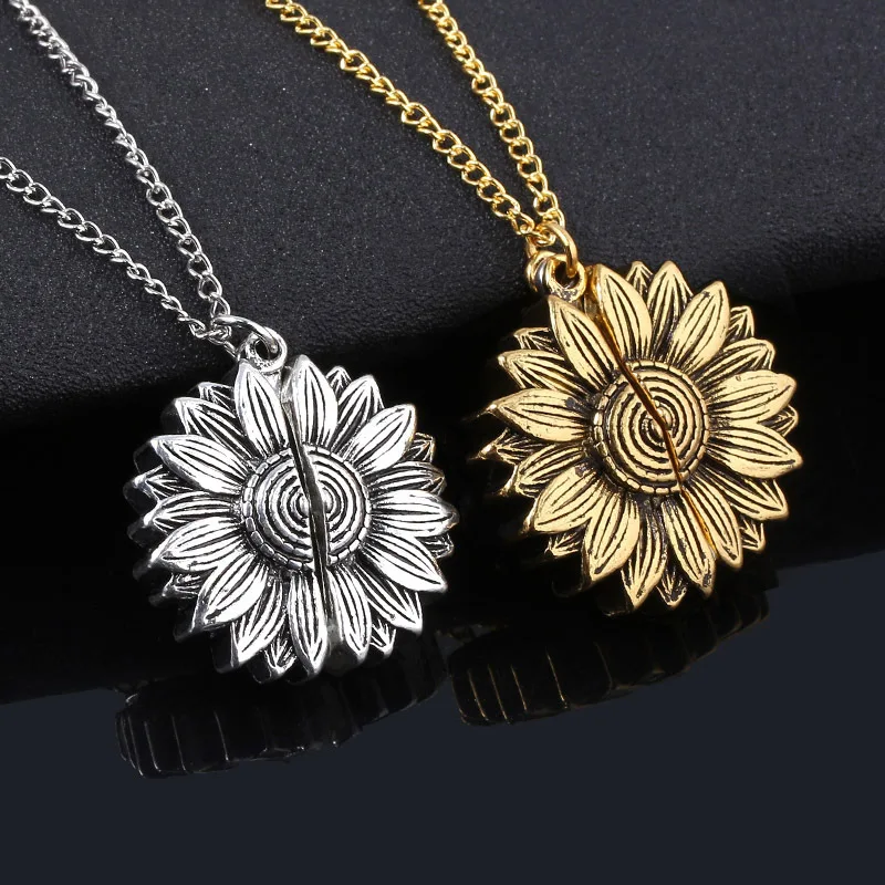 Wholesale Retro Style Sunflower Custom Double-layer Pendant Gold Open Sunflower Locket Necklaces For Women
Wholesale Retro Style Sunflower Custom Double-layer Pendant Gold Open Sunflower Locket Necklaces For Women