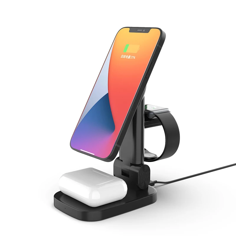 Fast wireless charger 3 in 1 Foldable Magnetic Wireless Charger Qi Mobile Charging Station For iPhone/Air Pods/Watch, Black
Fast wireless charger 3 in 1 Foldable Magnetic Wireless Charger Qi Mobile Charging Station For iPhone/Air Pods/Watch, Black