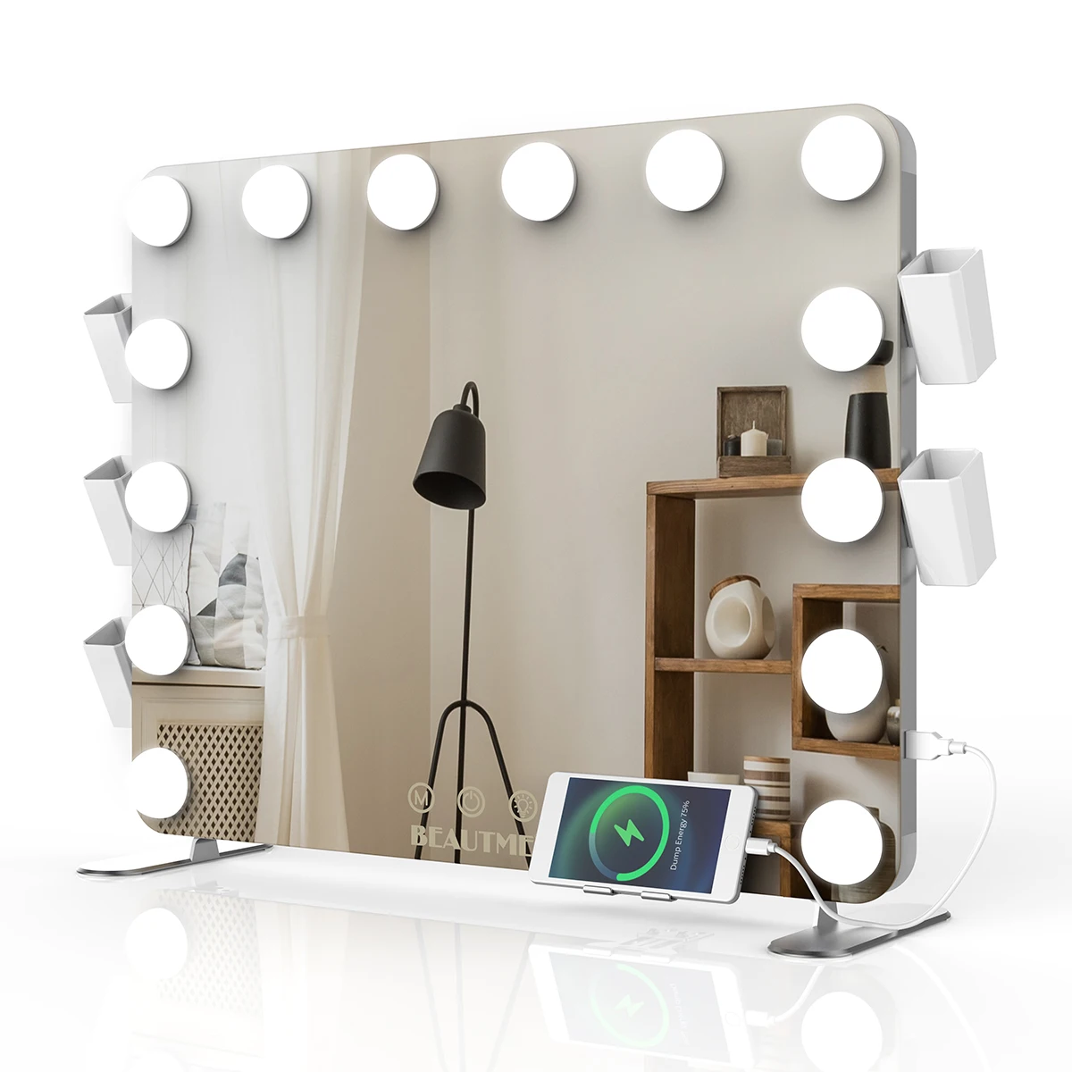 Stand studio girls glitter desk laptop face beauty table cosmetic led light salon hollywood vanity makeup mirror, Silver
Stand studio girls glitter desk laptop face beauty table cosmetic led light salon hollywood vanity makeup mirror, Silver