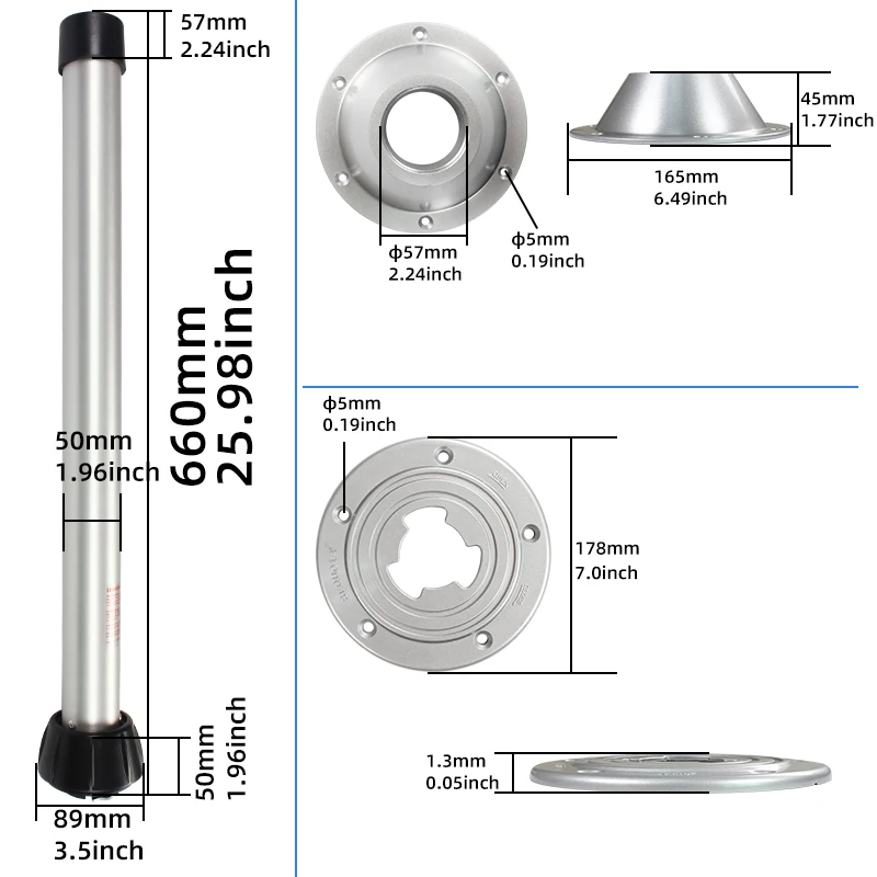 Telescopic Table Base Rotatable and Removable Motorhome Caravan Parts RV Table Leg, Silver
Telescopic Table Base Rotatable and Removable Motorhome Caravan Parts RV Table Leg, Silver