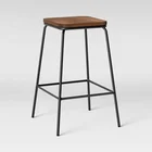 Solid wooden seat and Metal leg vintage high bar stools commercial industrial furniture for kitchen bar and cafe