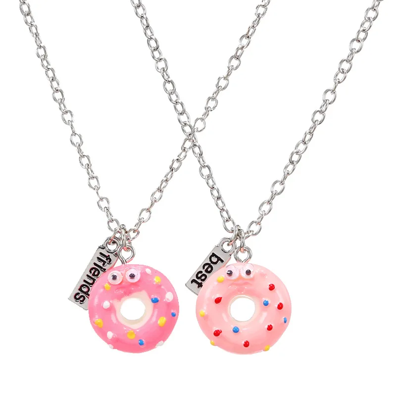 Cute and fun donut pendant good friend BFF children's necklace resin material necklace two-piece
Cute and fun donut pendant good friend BFF children's necklace resin material necklace two-piece