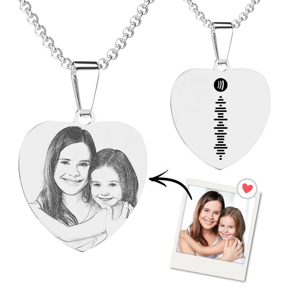 Personalize Photo Necklace Fashion Jewelry Custom Stainless Steel Heart Spotify Necklaces
Personalize Photo Necklace Fashion Jewelry Custom Stainless Steel Heart Spotify Necklaces