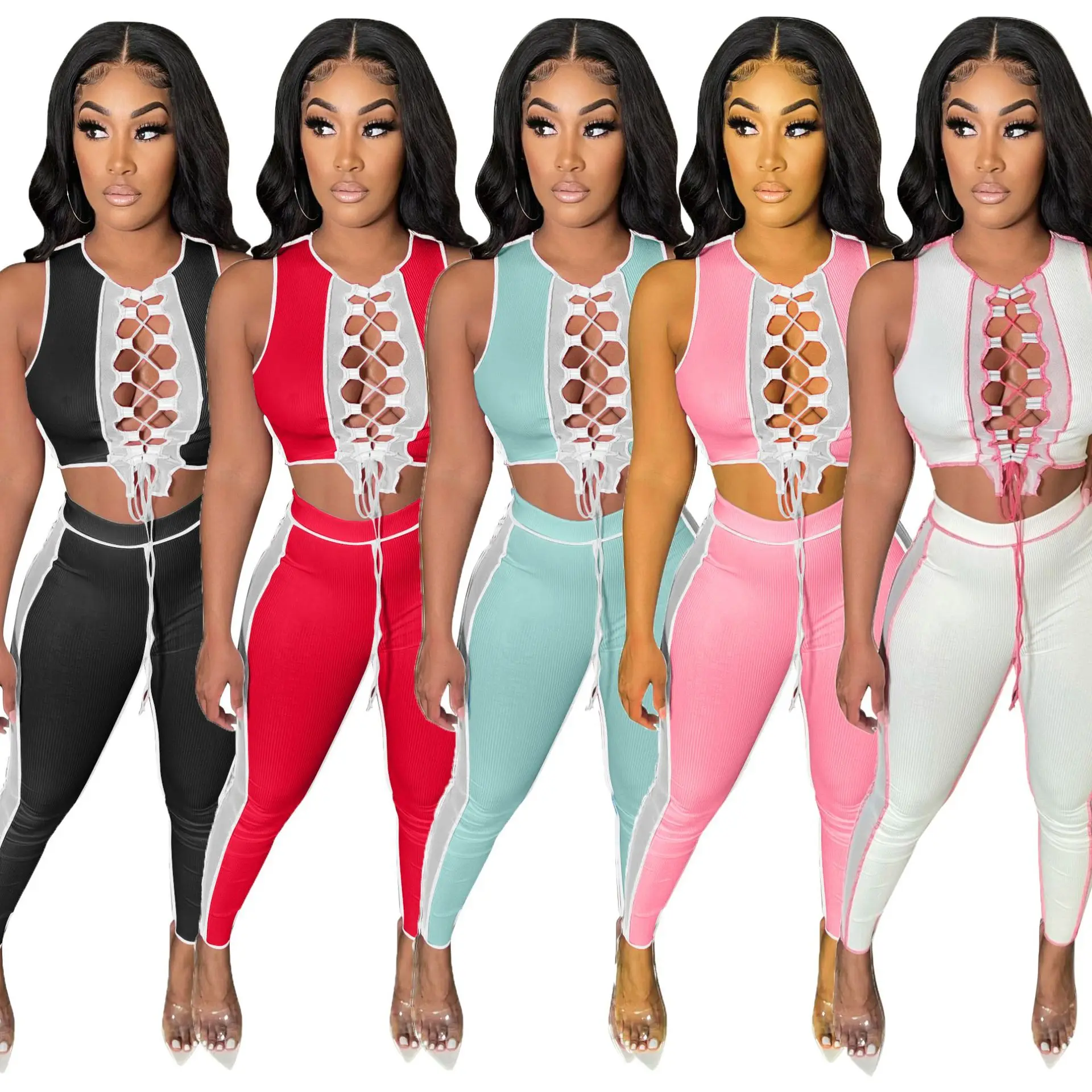 Wholesale Lace Up Plus Size Two Piece Pant Sets Hollow Out Patchwork Sexy Crop Top Two Piece Pants Set
Wholesale Lace Up Plus Size Two Piece Pant Sets Hollow Out Patchwork Sexy Crop Top Two Piece Pants Set