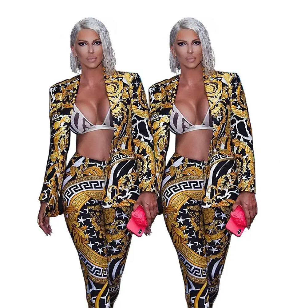 GX609 casual outfit type Sexy deep V slim printed blazer suit set women clothing sets two piece, Picture
GX609 casual outfit type Sexy deep V slim printed blazer suit set women clothing sets two piece, Picture