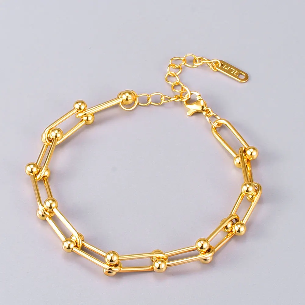 High Quality 2021 Fashion Stainless Steel Chain 18K Gold U Shape Link Chain Bracelets Bangle For Women Popular Jewelry
High Quality 2021 Fashion Stainless Steel Chain 18K Gold U Shape Link Chain Bracelets Bangle For Women Popular Jewelry