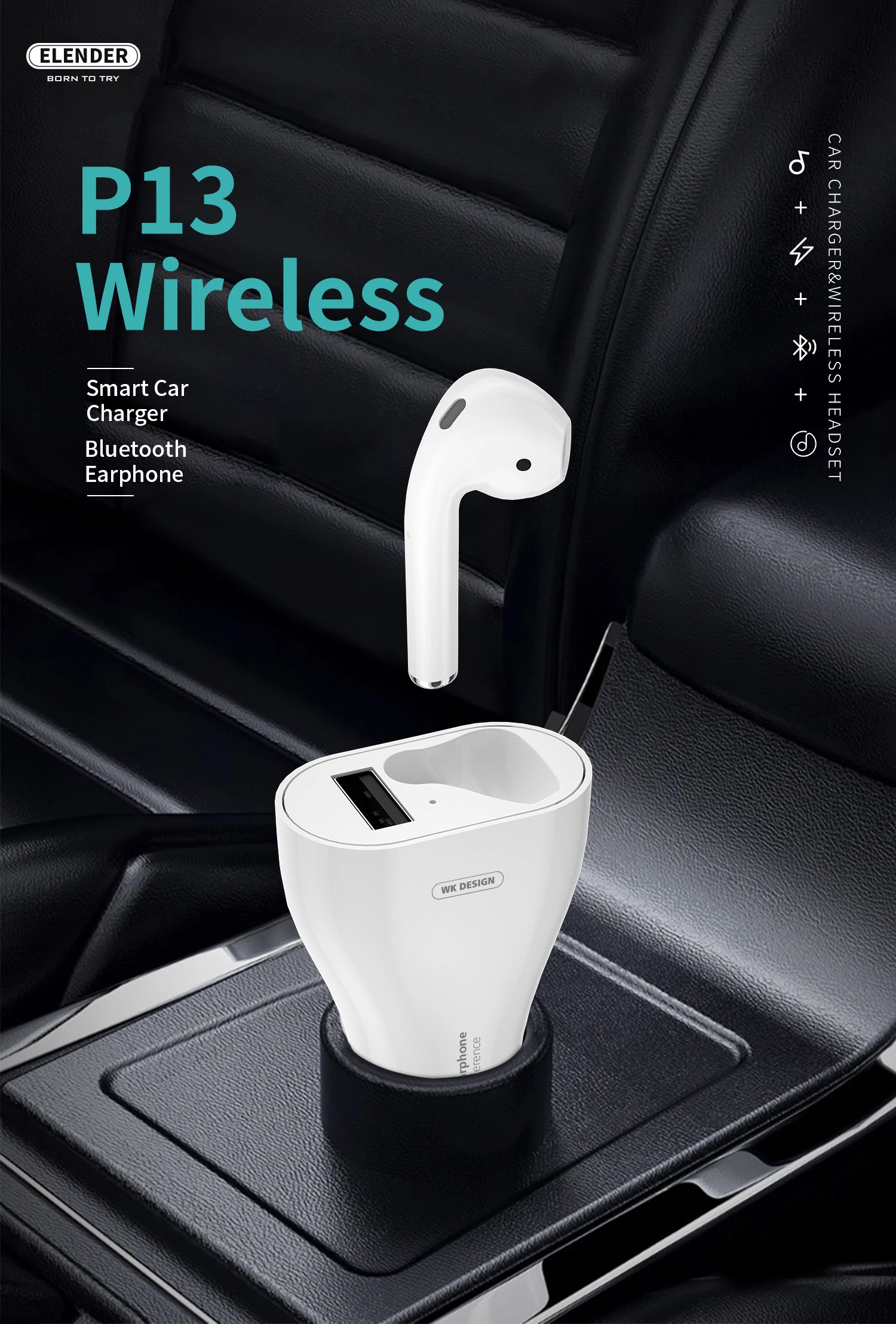 New Arrival P13 2 in 1 Smart Car Charger 2.4A and Wireless Bluetooth 5.0 Headset designed for Drivers Research - ANKUX.COM