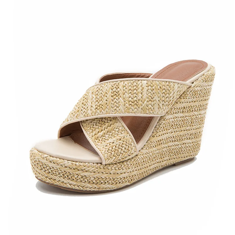 Summer big back high heeled slippers with thick soles and thick heels straw sandals with Muffin, Picture
Summer big back high heeled slippers with thick soles and thick heels straw sandals with Muffin, Picture
