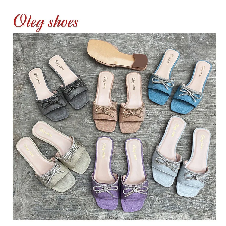 Olegshoes 2021 fashion design rhinestone Bow Outer Wear slide slippers women low heels sandals and slippers, Black/purple/nude/gold/silver/blue
Olegshoes 2021 fashion design rhinestone Bow Outer Wear slide slippers women low heels sandals and slippers, Black/purple/nude/gold/silver/blue