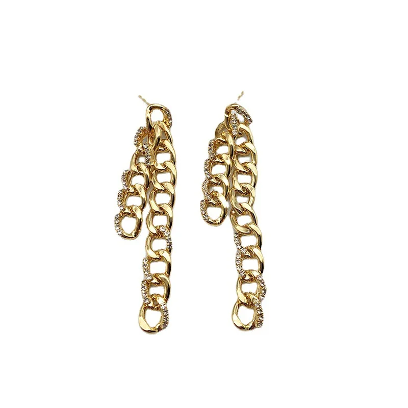 Chain earrings female personality exaggerated set zircon irregular earrings, As picture
Chain earrings female personality exaggerated set zircon irregular earrings, As picture