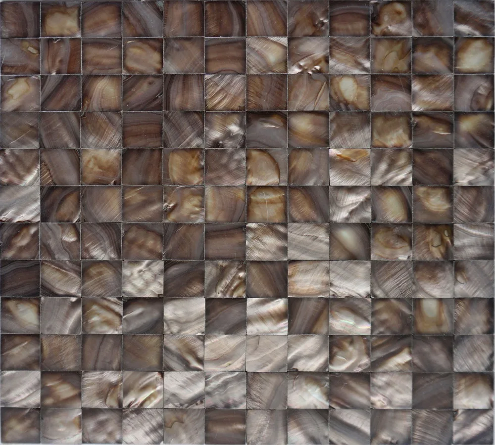 Brown Coconut Mother Of Pearl Tiles Waterjet Capiz Shell Mosaic Tile