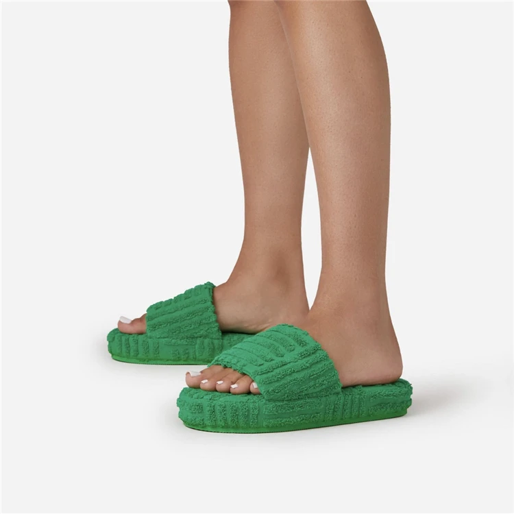famous brand platform fur women's slippers green towels slides soft plus ladies sandals shoes slides for women, Customized color 
famous brand platform fur women's slippers green towels slides soft plus ladies sandals shoes slides for women, Customized color
