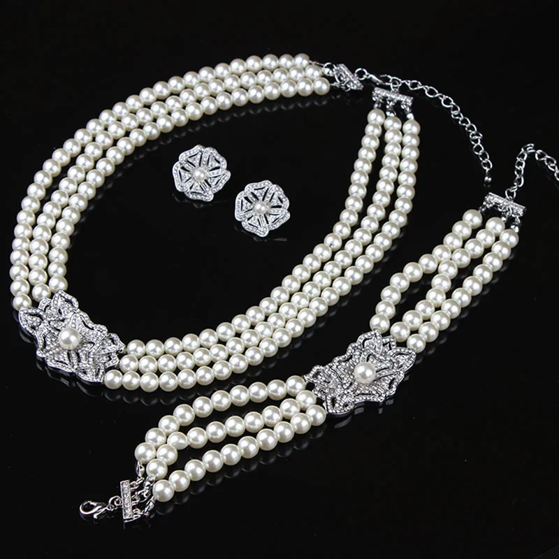 XL498 Fashion Pearls Jewelry Set Luxury Flower Necklace Earrings And Bracelet Set Women Jewelry Sets
XL498 Fashion Pearls Jewelry Set Luxury Flower Necklace Earrings And Bracelet Set Women Jewelry Sets