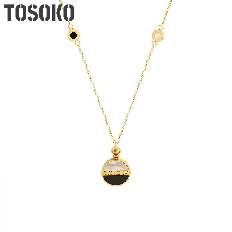 Stainless Steel Jewelry Black And White Shell Roman Numeral Disc Pendant Necklace Women's Fashion Long Sweater Chain BSM037 
Stainless Steel Jewelry Black And White Shell Roman Numeral Disc Pendant Necklace Women's Fashion Long Sweater Chain BSM037
