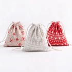 Wholesale Mini Gift Packing Cotton Canvas Christmas Tree Drawstring Bags