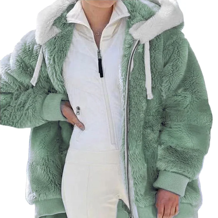 Dropshipping 2021 new autumn and winter solid color loose plush zipper hooded jacket plus size 5xl coat women, Picture
Dropshipping 2021 new autumn and winter solid color loose plush zipper hooded jacket plus size 5xl coat women, Picture