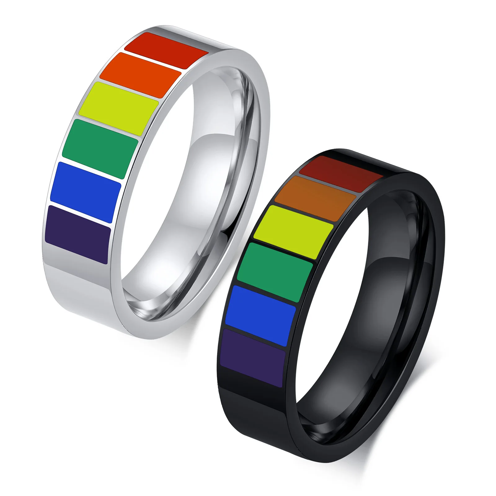 Stainless Steel Half Edge Drop Glue Rainbow Ring Fashion Women's Finger Ring Ornament Jewelry for Parties Black Men's Ornament
Stainless Steel Half Edge Drop Glue Rainbow Ring Fashion Women's Finger Ring Ornament Jewelry for Parties Black Men's Ornament