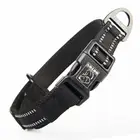 Luxury Personalised Nylon Reflective Retractable Led Leather Hunting Pet Dog Chain Training Collar Buckle